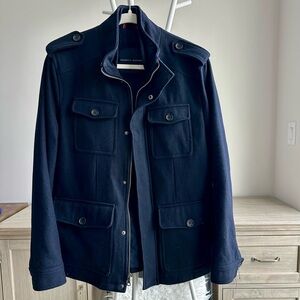 Tommy Hilfiger Men's Wool Mixed Fabric Navy Military Jacket